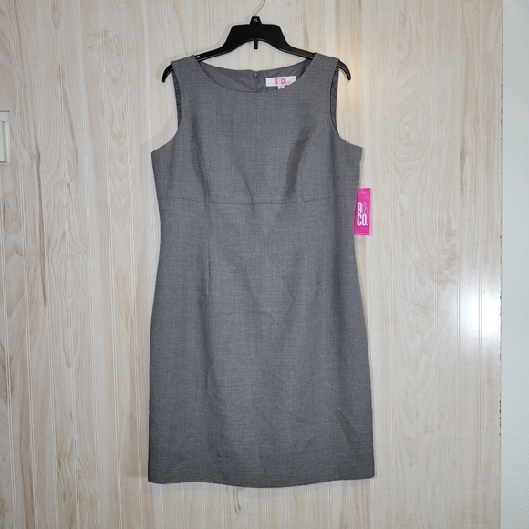 9&Co Pearl Gray Sheath Dress Sz 14 - Picture 2 of 6